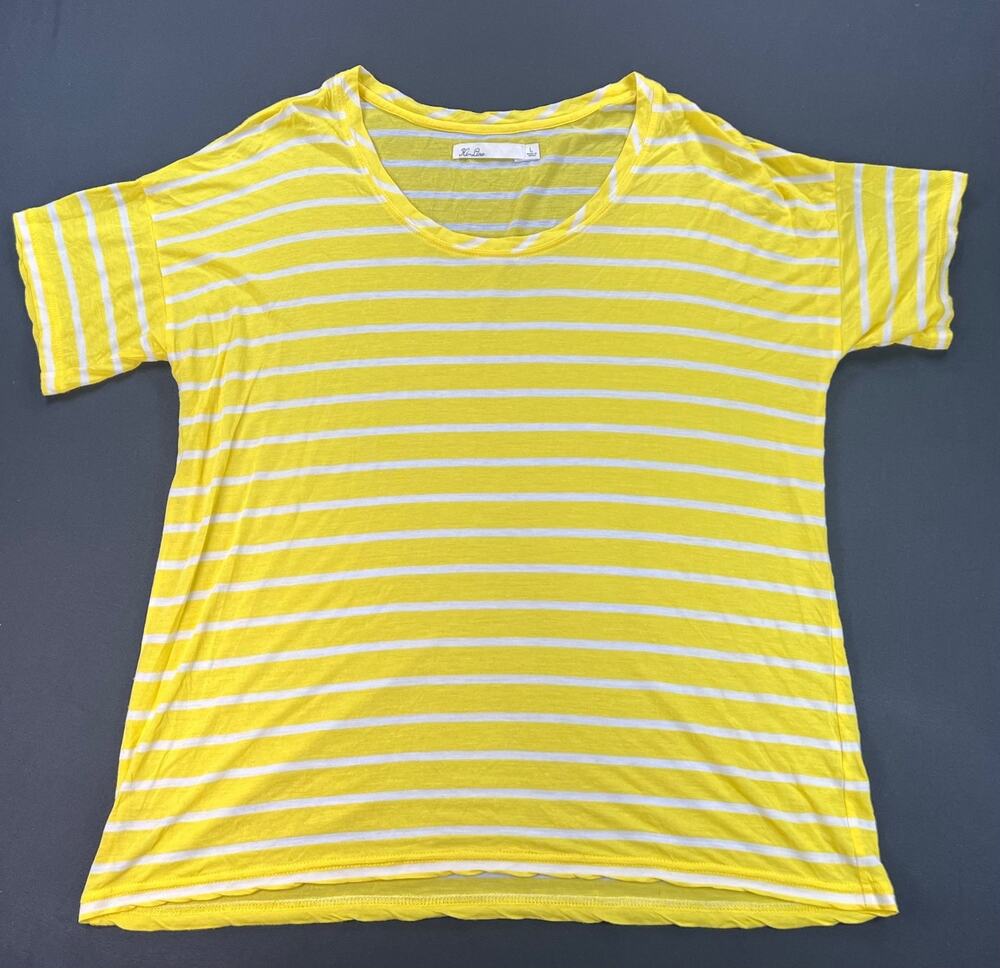 Madewell Hi-Line Sunshine Yellow ☀️ Stripe Short Sleeve T-Shirt (Women's L)